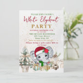 Invitation Fête d'échange de cadeaux éléphant blanc moderne (Debout devant)