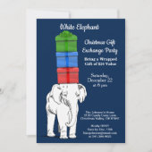 Invitation Fête d'échange de cadeaux empilés d'éléphant blanc (Devant)