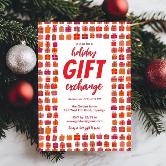 Invitation Fête d'échange de cadeaux Gourmande cadeaux main d