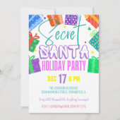 Invitation Fête d'échange de cadeaux Secret Santa aux couleur (Devant)
