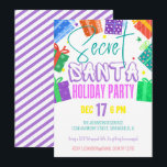 Invitation Fête d'échange de cadeaux Secret Santa Colorés Bri<br><div class="desc">Invitation à la fête d'échange de cadeaux Secret Santa Colorés Brillants</div>