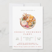 Invitation Fête d'échange de cookies de Noël en aquarelle sim (Devant)