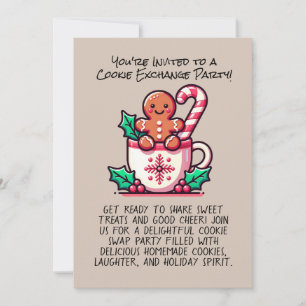 Invitation Fête d'échange de cookies de Noël modifiable Perso