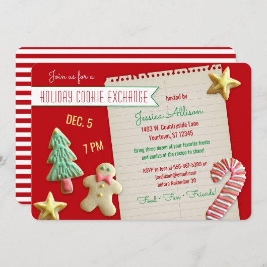 Invitation Fête d'échange de cookies de vacances (Devant / Derrière)