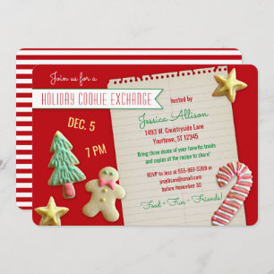 Invitation Fête d'échange de cookies de vacances