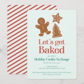 Invitation Fête d'échange de cookies de vacances | Pain d'épi (Devant / Derrière)