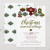 Invitation Fête d'échange de décorations Noël Rétro Boule de (Devant / Derrière)