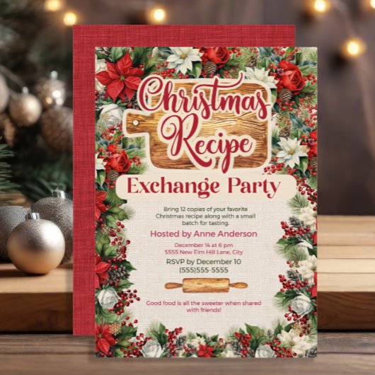 Invitation Fête d'échange de recettes de Noël