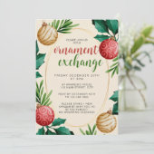 Invitation Fête d'échange d'ornement de Noël (Debout devant)