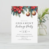 Invitation Fête d'échange d'ornement de Noël Floral d'hiver (Debout devant)