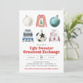 Invitation Fête d'échange d'ornement de Noël moche (Debout devant)