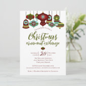 Invitation Fête d'échange d'ornement Rétro Noël Bauble (Debout devant)