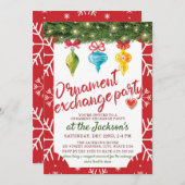 Invitation Fête d'échange d'ornements de Noël (Devant / Derrière)