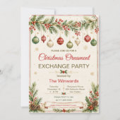 Invitation Fête d'échange d'ornements de Noël (Devant)