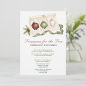 Invitation Fête d'échange d'ornements de Noël (Debout devant)