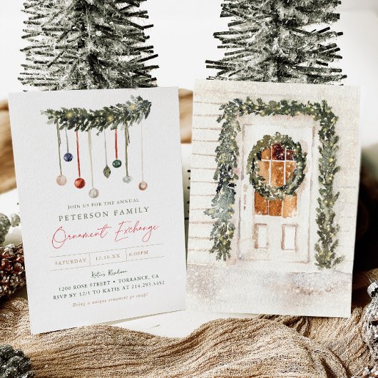 Invitation Fête d'échange d'ornements de Noël