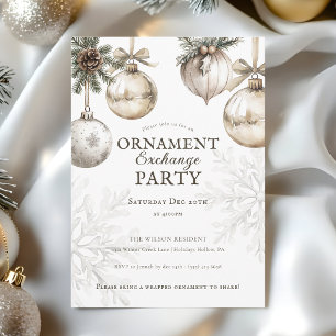 Invitation Fête d'échange d'ornements de vacances scandinaves