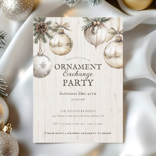 Invitation Fête d'échange d'ornements de vacances scandinaves