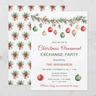Invitation Fête d'échange ornement de Noël Garland