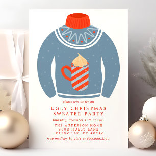 Invitation Fête décontractée de Noël avec un pull moche et du