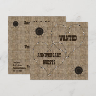 Invitation Fête décontractée Toile de Jute 50e Anniversaire