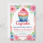 Invitation Fête Décoration Cupcake Fille Anniversaire (Devant)