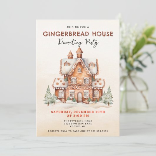 Invitation Fête Décoration Maison en pain d'épices (Debout devant)