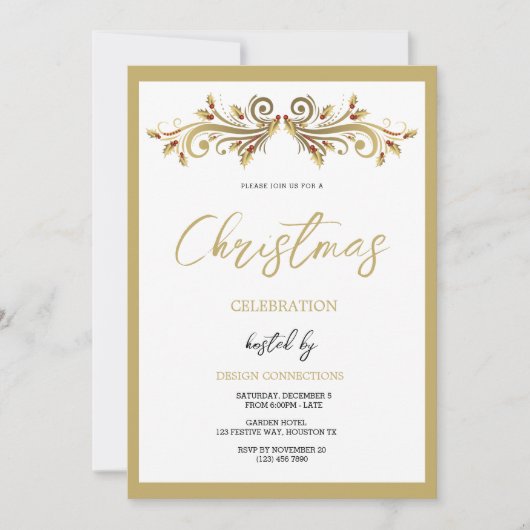 Invitation Fête Décorative Holly Frotts Noël (Devant)