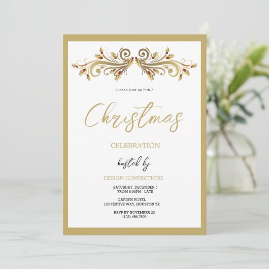 Invitation Fête Décorative Holly Frotts Noël (Debout devant)