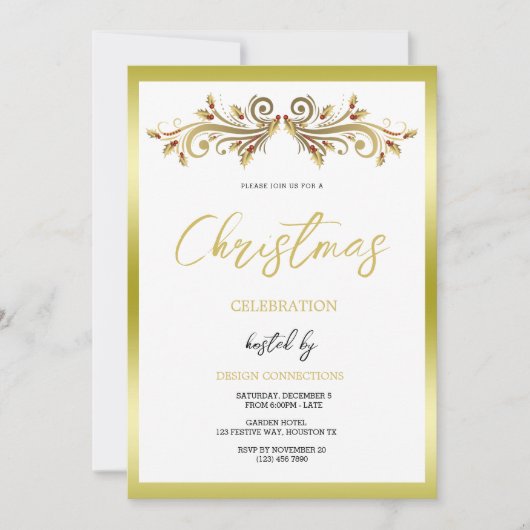Invitation Fête Décorative Holly Frotts Noël (Devant)