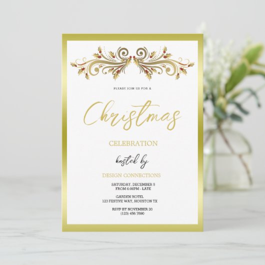 Invitation Fête Décorative Holly Frotts Noël (Debout devant)