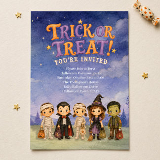 Invitation Fête déguisée d'Halloween pour enfants Tour ou fri