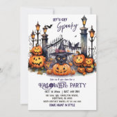 Invitation Fête déguisée Halloween Chapeau de sorcière chat n (Devant)