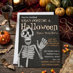 Invitation Fête déguisée Smiley Skeleton Halloween