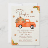 Invitation Fête d'enfant Bébé Citrouille Camion Rustique Auto (Devant)