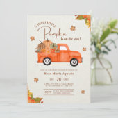 Invitation Fête d'enfant Bébé Citrouille Camion Rustique Auto (Debout devant)