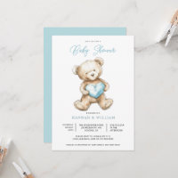 Fête d'enfant Garçon Bleu Ourson à coeur