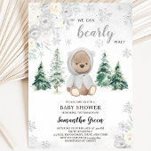 Invitation Fête d'enfant Ours d'hiver argenté