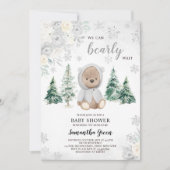 Invitation Fête d'enfant Ours d'hiver argenté (Devant)