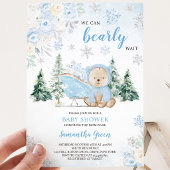 Invitation Fête d'enfant Ourson Hiver Bleu