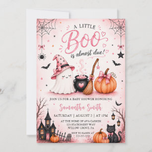 Invitation Fête d'enfant Pink Halloween Ghost Pumpkin Baby Sh