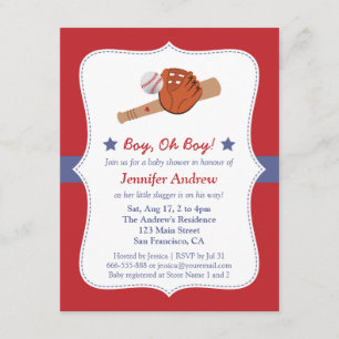 Invitation Fête d'enfant pour bébé garçon Star de baseball