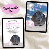 Invitation Fête d'enfant rose blanc de football balle Guinée