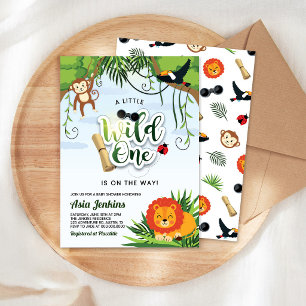 Invitation Fête d'enfant sauvageonne Safari dans la jungle po