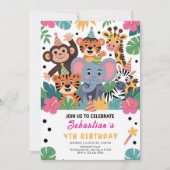 Invitation Fête d'enfants Animaux de Zoo Mignons (Devant)
