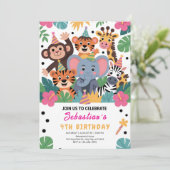 Invitation Fête d'enfants Animaux de Zoo Mignons (Debout devant)