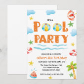 Invitation Fête d'enfants au bassin,Invitation à une fête de  (Devant / Derrière)