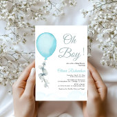Invitation Fête d'enfants drôles Ballons Bleus Bébé Garçon