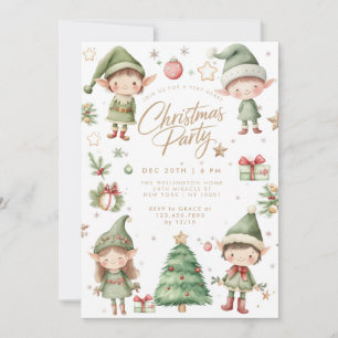 Invitation Fête d'enfants Elfe Elfes Noël