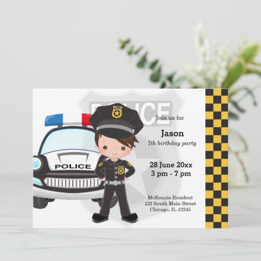Invitation Fête d'enfants policiers (Debout devant)
